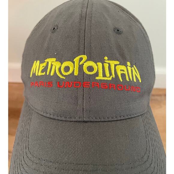 Metropolitain Paris Underground Baseball Hat Cap Gray Yellow Adjustable OSFA - Picture 2 of 6